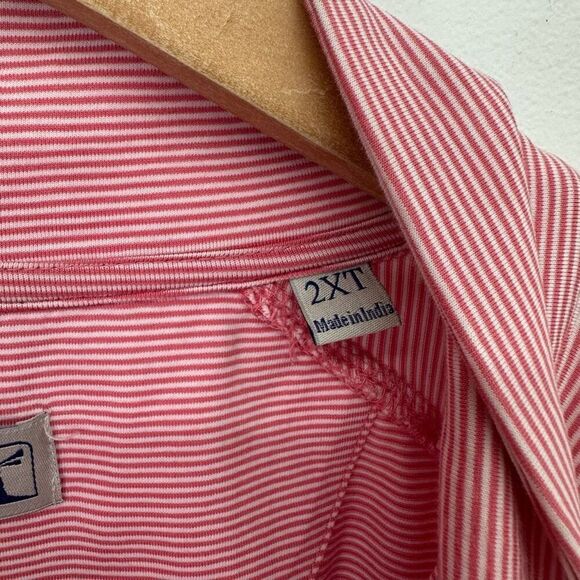 Westport Lifestyle Men’s 1/4 Zip Pink White Stripe UPF Water Wicking Stretch Pul - Picture 5 of 8